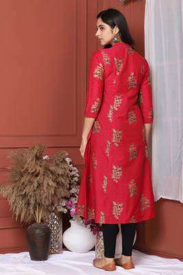 Fucshia Gold Printed Kurta 3