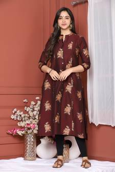 MAROON GOLD PRINTED KURTA