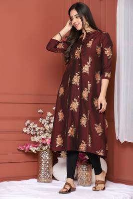 Maroon Gold Printed Kurta 2