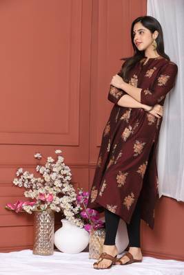 Maroon Gold Printed Kurta 3