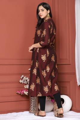 Maroon Gold Printed Kurta 5
