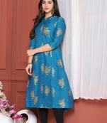 Blue Gold Printed Kurta