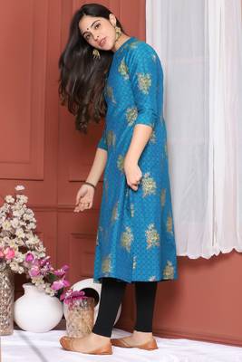 Blue Gold Printed Kurta 3