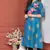 BLUE GOLD PRINTED KURTA