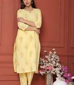 Yellow Printed Kurta And Bottom