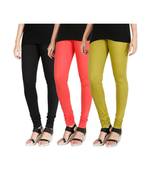 Black COTTON plain stitched Leggings