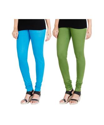 Blue COTTON plain stitched Leggings 4