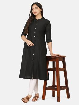 Black Solid Kurta 5