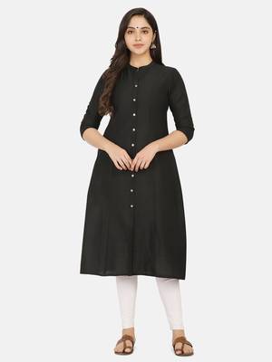 Black Solid Kurta 6