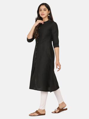 Black Solid Kurta 7