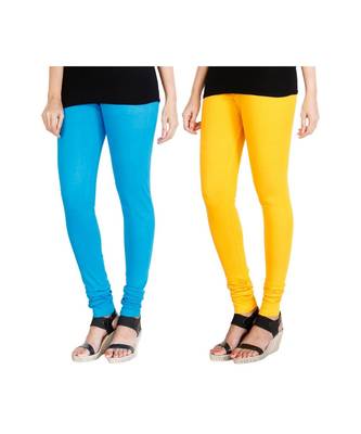 Blue COTTON plain stitched Leggings 4