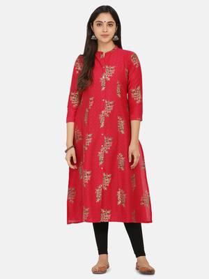 Fucshia Gold Printed Kurta 6