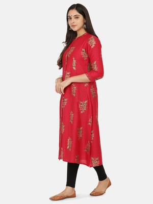 Fucshia Gold Printed Kurta 7