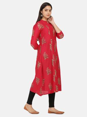 Fucshia Gold Printed Kurta 8