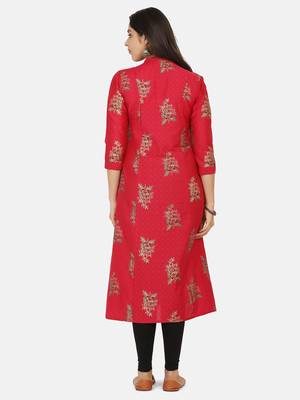 Fucshia Gold Printed Kurta 9