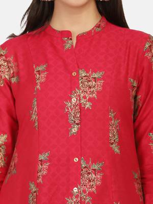 Fucshia Gold Printed Kurta 10