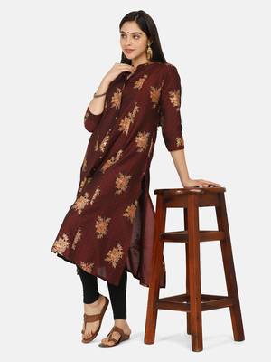 Maroon Gold Printed Kurta 6