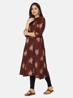 Maroon Gold Printed Kurta 8