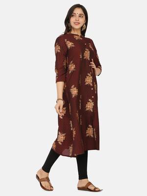 Maroon Gold Printed Kurta 9
