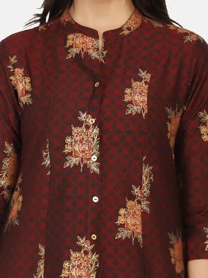 Maroon Gold Printed Kurta 11