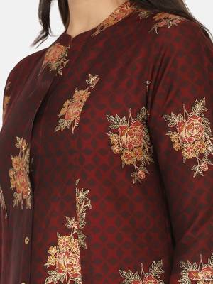 Maroon Gold Printed Kurta 12