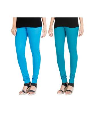 Blue COTTON plain stitched Leggings 4