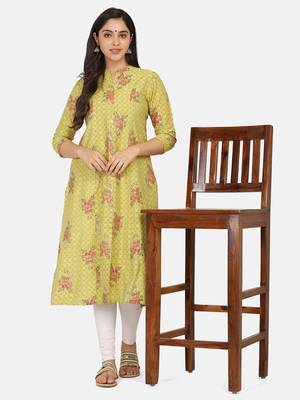 Lime Green Gold Printed Kurta 5