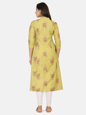 Lime Green Gold Printed Kurta 11