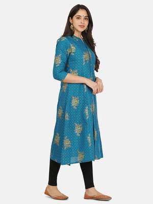 Blue Gold Printed Kurta 8