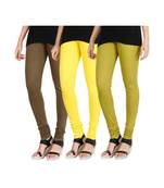 Green COTTON plain stitched Leggings