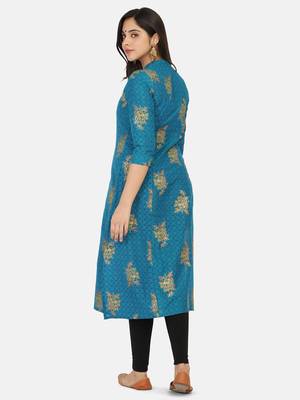 Blue Gold Printed Kurta 9