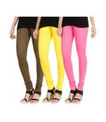 Green COTTON plain stitched Leggings