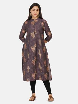 Purple Gold Printed Kurta 6