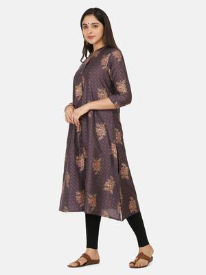 Purple Gold Printed Kurta 7