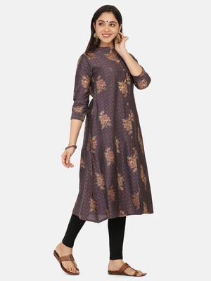 Purple Gold Printed Kurta 8