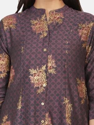 Purple Gold Printed Kurta 10
