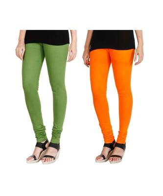 Green COTTON plain stitched Leggings 4