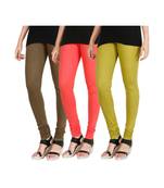 Green COTTON plain stitched Leggings