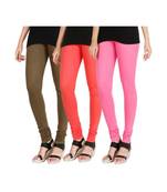 Green COTTON plain stitched Leggings