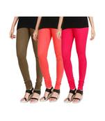 Green COTTON plain stitched Leggings