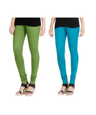 Green COTTON plain stitched Leggings 4