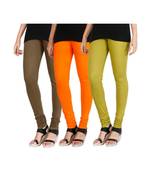 Green COTTON plain stitched Leggings