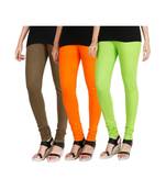 Green COTTON plain stitched Leggings