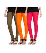 Green COTTON plain stitched Leggings