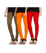 Green COTTON plain stitched Leggings