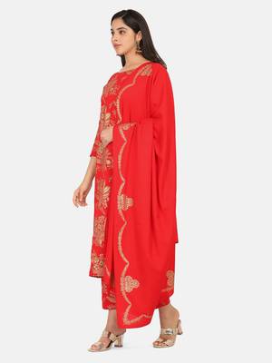 Red Printed Kurta And Bottom And Dupatta 7
