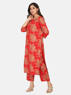 Red Printed Kurta And Bottom And Dupatta 10