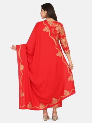 Red Printed Kurta And Bottom And Dupatta 11