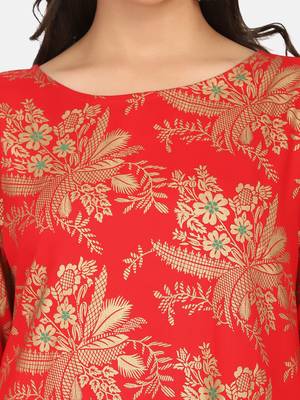 Red Printed Kurta And Bottom And Dupatta 12
