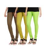 Green COTTON plain stitched Leggings